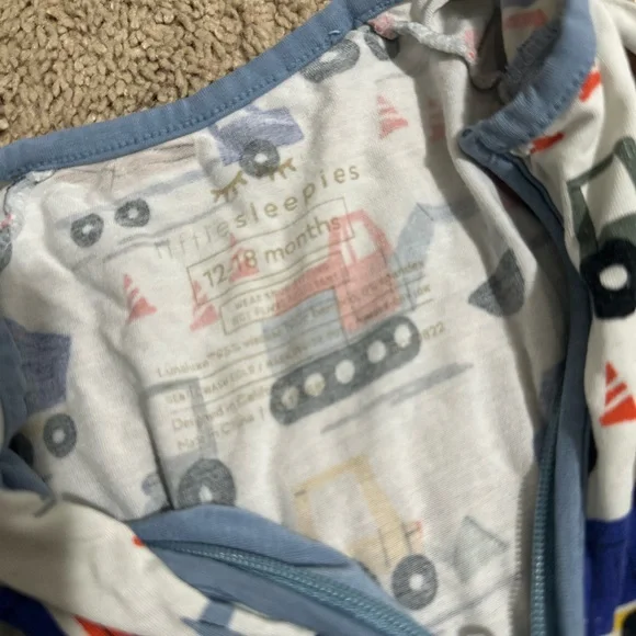 Little Sleepies Construction Vehicle Footie Pajama - Blue and Red - Picture 2 of 2